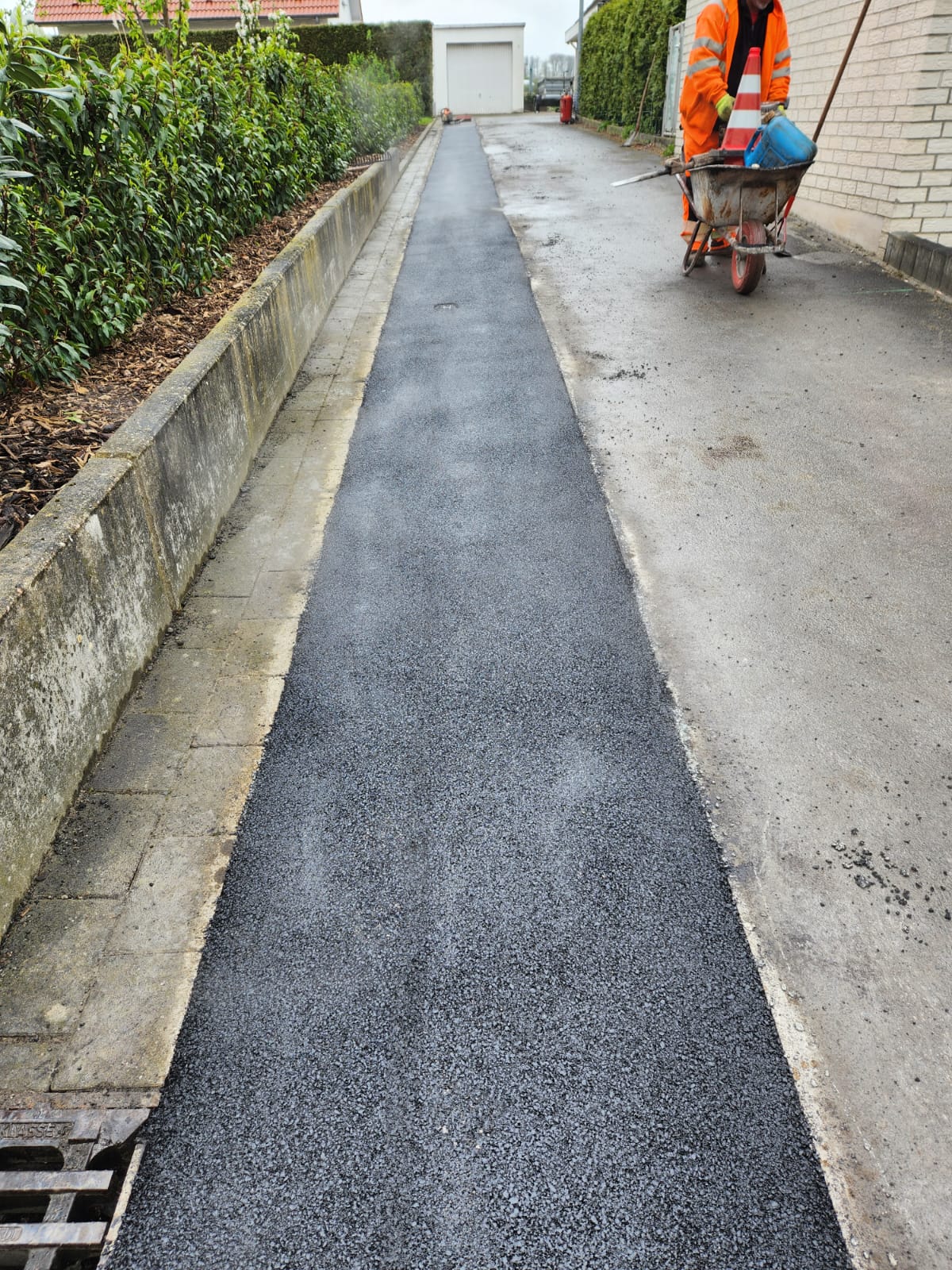 Asphalt Einfahrt Arbeiter